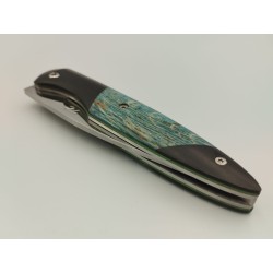 Couteau Liner Lock 14C28N - Plaquettes Assemblage de bois - Artisanat Français