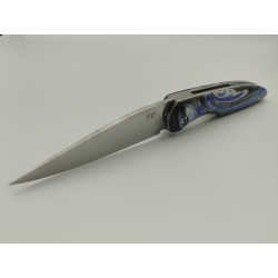 Couteau 2 Clous 14C28N - Plaquettes Résine nuances de bleu - Artisanat Français