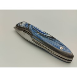 Couteau 2 Clous 14C28N - Plaquettes Résine nuances de bleu - Artisanat Français