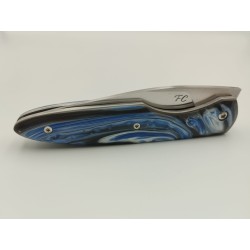 Couteau 2 Clous 14C28N - Plaquettes Résine nuances de bleu - Artisanat Français
