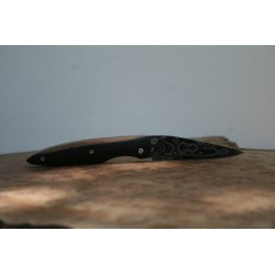 Couteau Liner Lock Damas 15N20/XC75 - Plaquettes Ébène des philippines - Artisanat Français