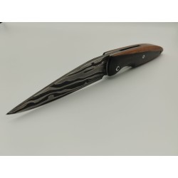 Couteau Liner Lock Damas 15N20/XC75 - Plaquettes Ébène des philippines - Artisanat Français