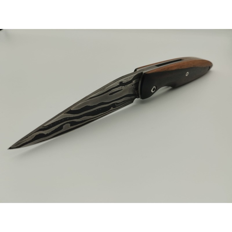 Couteau Liner Lock Damas 15N20/XC75 - Plaquettes Ébène des philippines - Artisanat Français