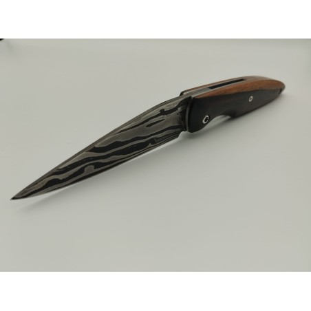 Couteau Liner Lock Damas 15N20/XC75 - Plaquettes Ébène des philippines - Artisanat Français
