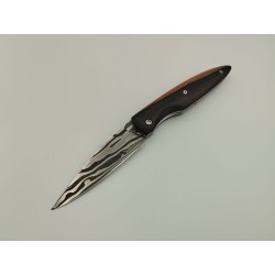 Couteau Liner Lock Damas 15N20/XC75 - Plaquettes Ébène des philippines - Artisanat Français