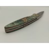 Couteau 2 Clous 80CRV2 - Plaquettes Loupe de peuplier stabilisé teinté vert - Artisanat Français