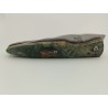 Couteau 2 Clous 80CRV2 - Plaquettes Loupe de peuplier stabilisé teinté vert - Artisanat Français