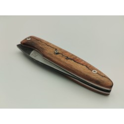 Couteau 2 clous 80CRV2 - Plaquettes Hêtre stabilisé rouge - Artisanat Français