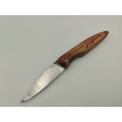 Couteau 2 clous 80CRV2 - Plaquettes Hêtre stabilisé rouge - Artisanat Français