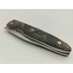 Couteau 2 clous 14C28N - Plaquettes Loupe de peuplier stabilisé teinté vert - Artisanat Français
