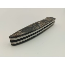 Couteau 2 clous 14C28N - Plaquettes Loupe de peuplier stabilisé teinté vert - Artisanat Français