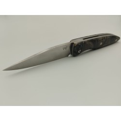 Couteau 2 clous 14C28N - Plaquettes Loupe de peuplier stabilisé teinté vert - Artisanat Français