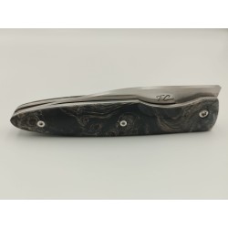 Couteau 2 clous 14C28N - Plaquettes Loupe de peuplier stabilisé teinté vert - Artisanat Français