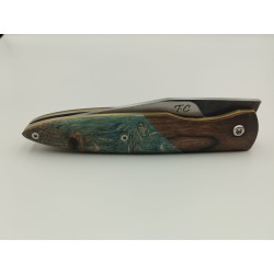 Couteau Liner Lock 80CRV2 - Plaquettes Assemblage de bois - Artisanat Français