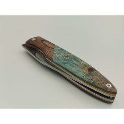 Couteau Liner Lock 80CRV2 - Plaquettes Assemblage de bois - Artisanat Français