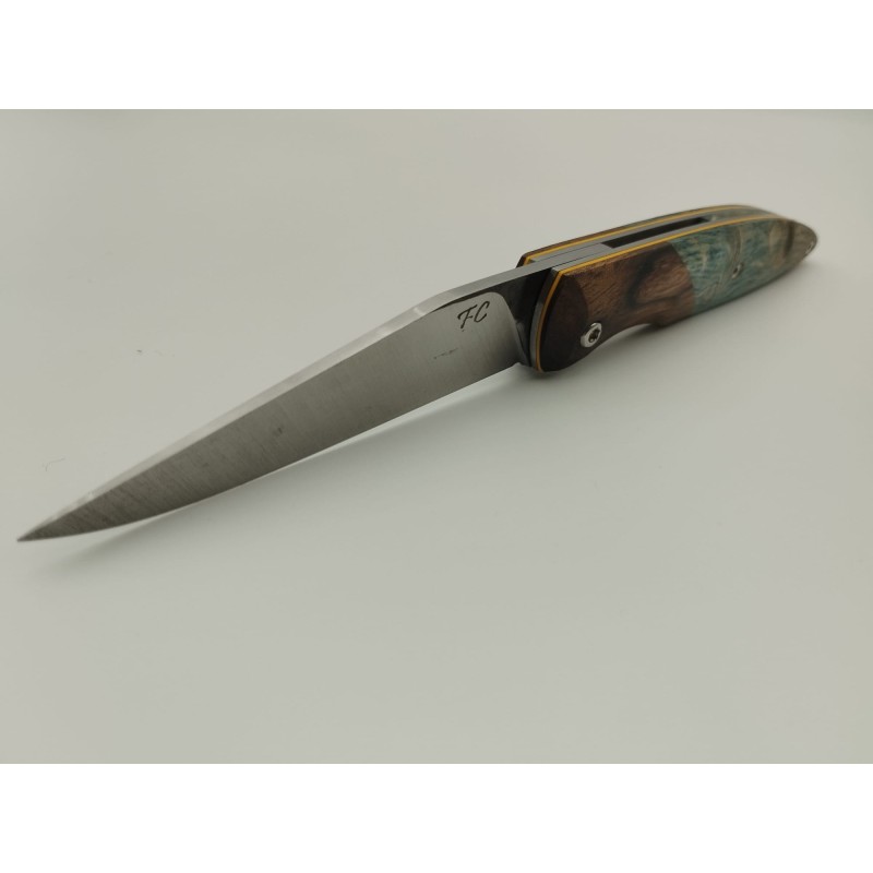 Couteau Liner Lock 80CRV2 - Plaquettes Assemblage de bois - Artisanat Français